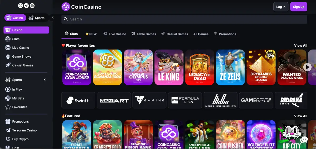 Creating a CoinCasino account to play Le Bandit
