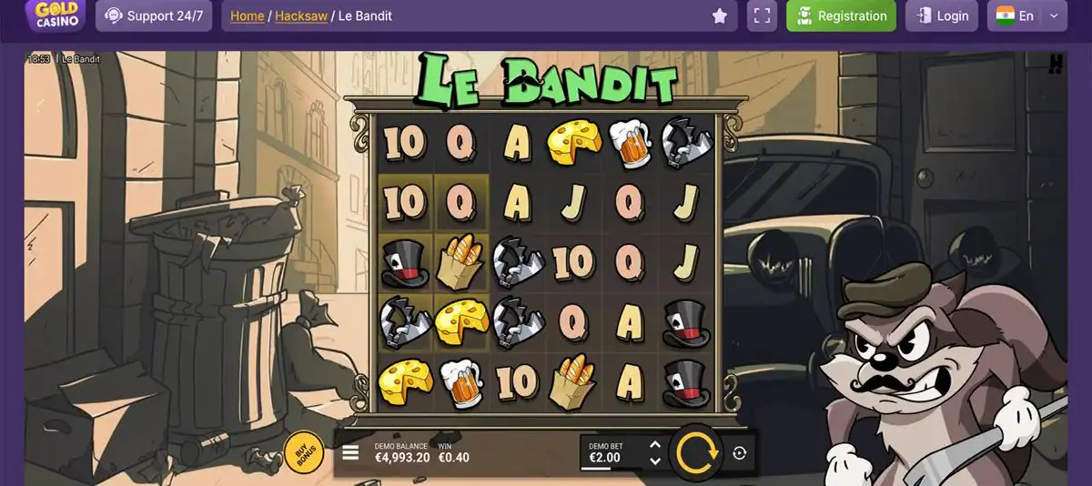 Search result showing Le Bandit slot in Gold Casino game lobby