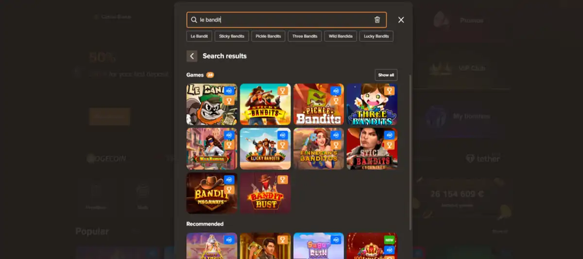 How to find Le Bandit at Sol casino using search or provider filter