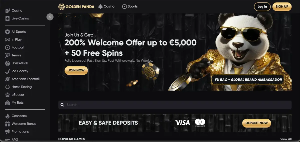 Sign-up screen to play Le Bandit at Golden Panda casino