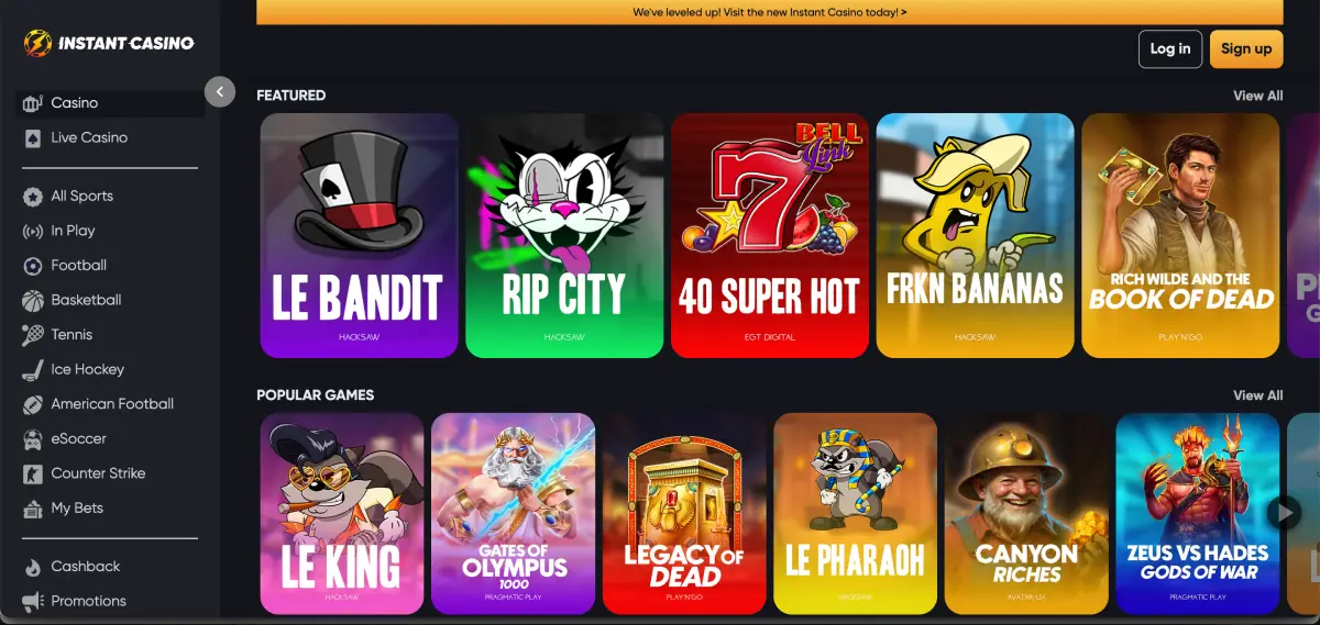 Play Le Bandit slot with fast withdrawals at Instant Casino
