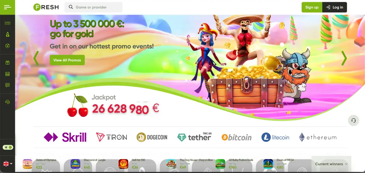Le Bandit slot interface at Fresh casino