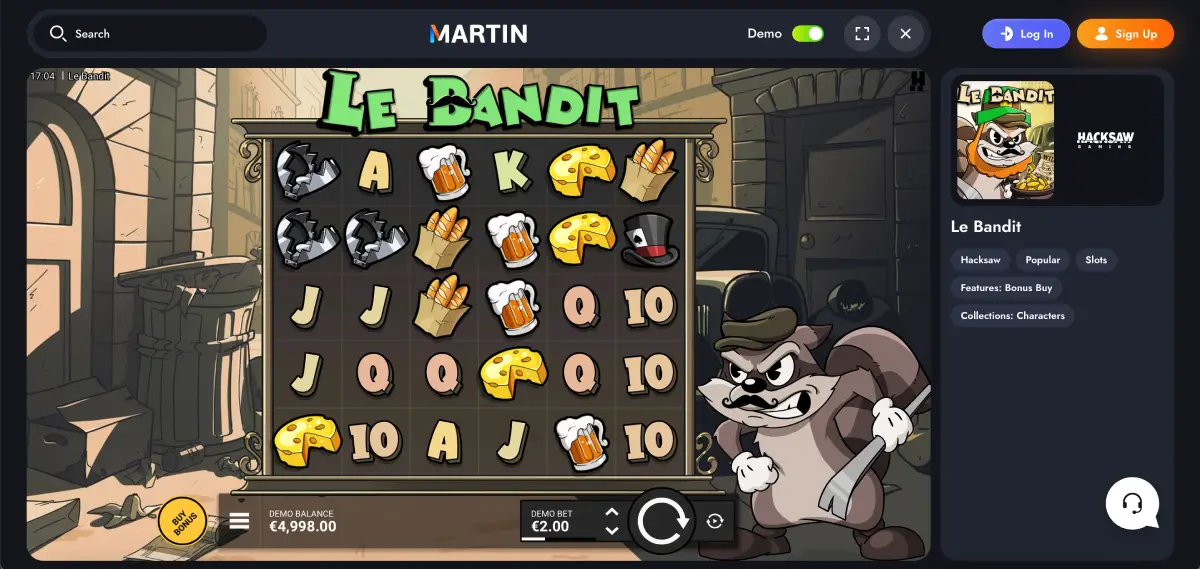 Le Bandit Martin casino play online demo and for real money