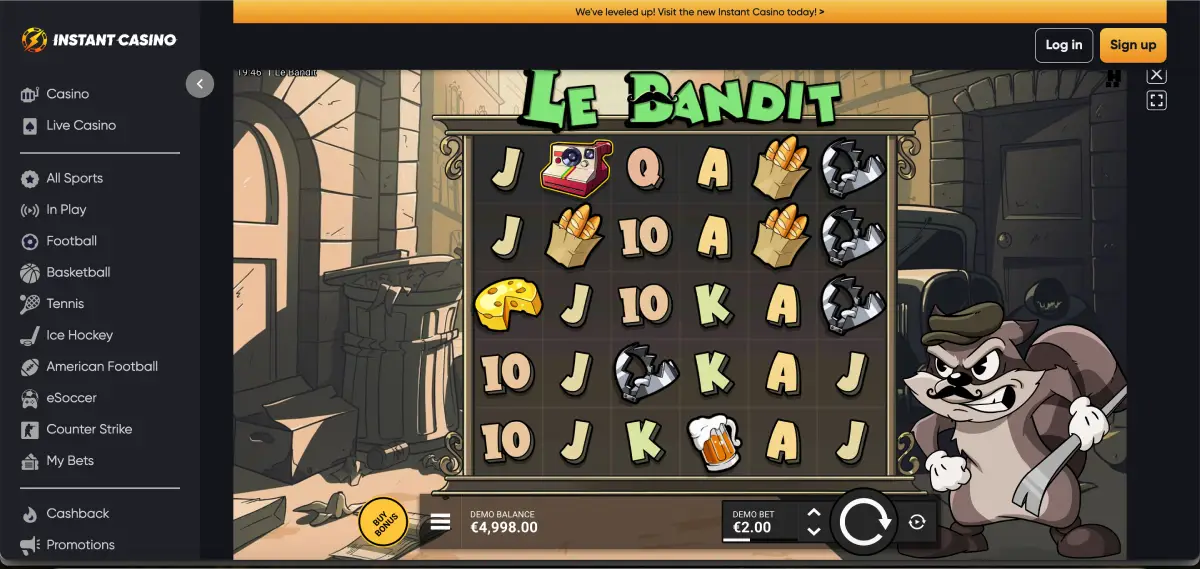 Le Bandit slot demo available at Instant Casino