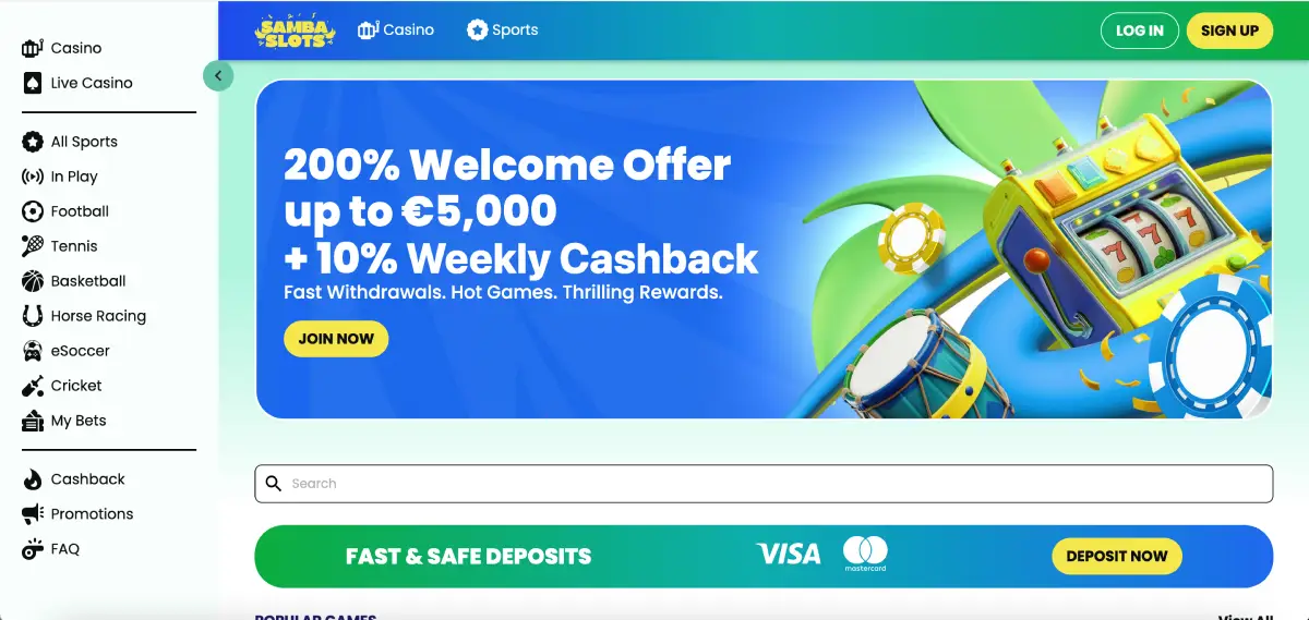 Registration page at Samba Slots to play Le Bandit