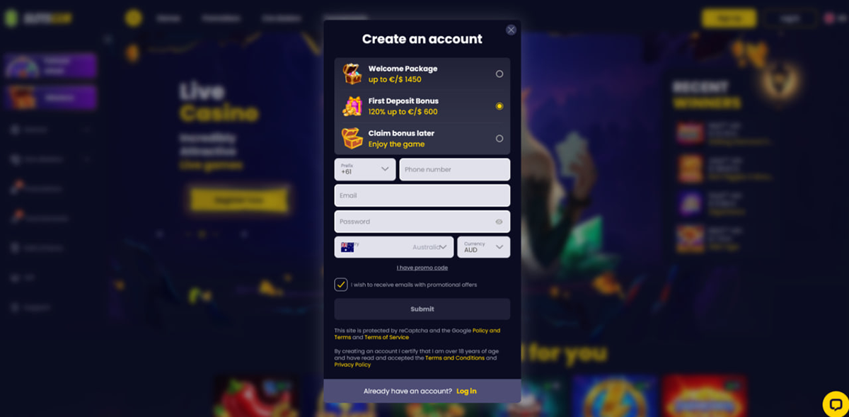 SlotsGem registration process and account creation steps