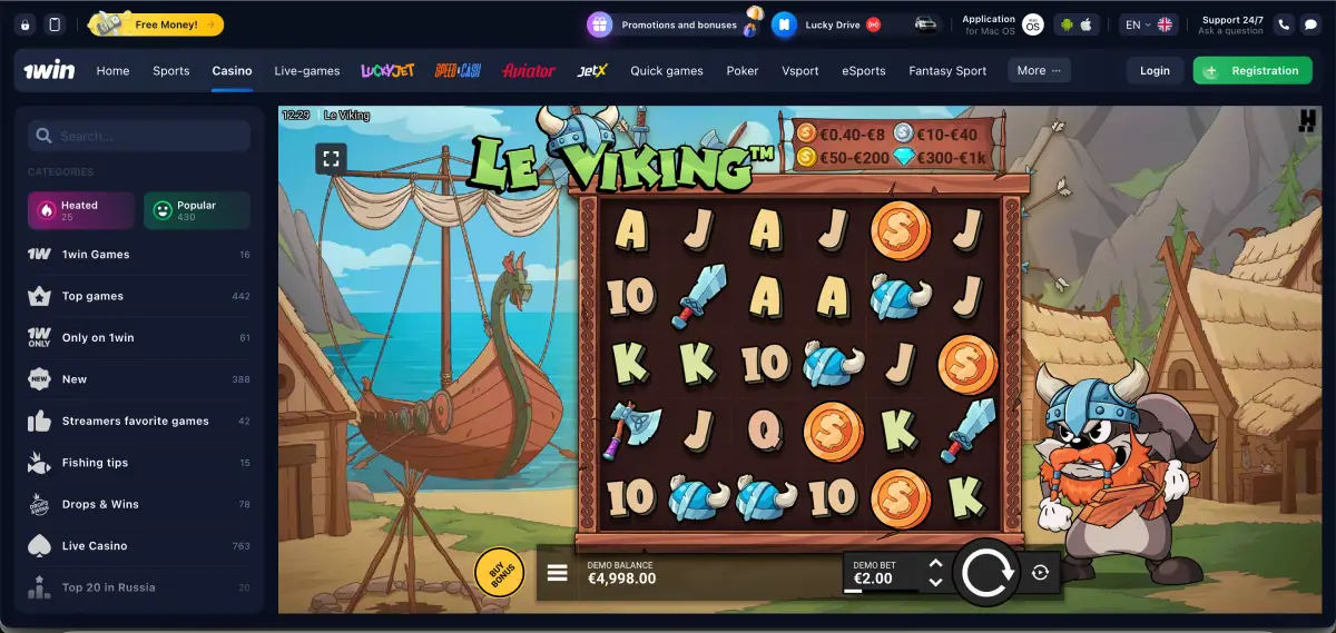 Le Viking slot gameplay screen