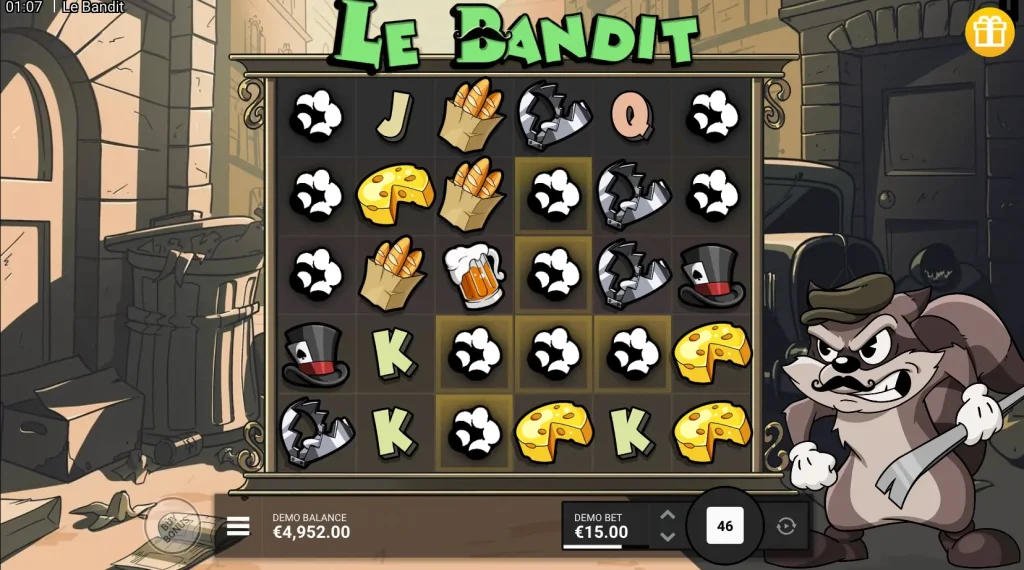 Le Bandit feature symbols and winning cluster
