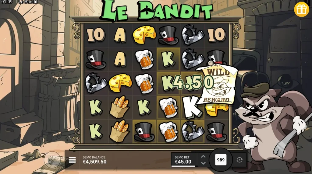 Le Bandit bankroll control screen